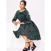 Green lycra velvet dress - kasumi.in